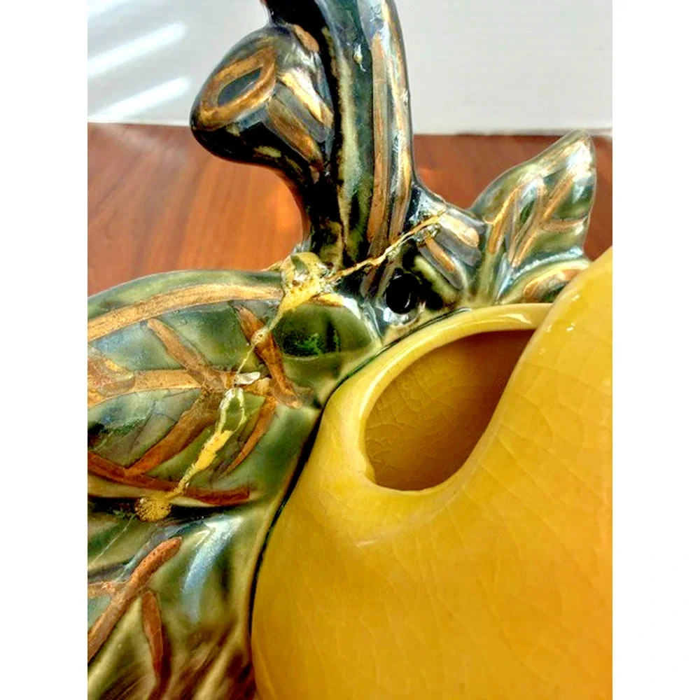 (2) Vintage Mccoy Wall Pocket Planters Pear & Grapes Glossy Fruit MCM -READ